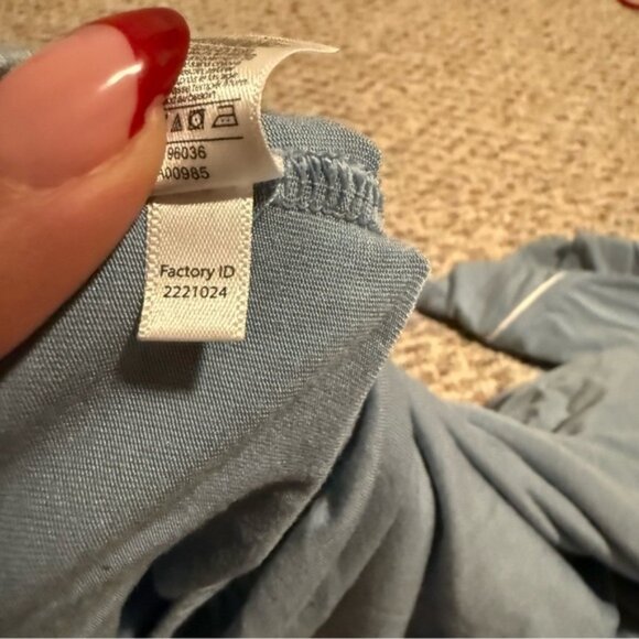 Eberjey Gisele TENCEL Modal Long PJ Set Blue Faded Denim Ivory Blue- Size XL - Picture 7 of 7
